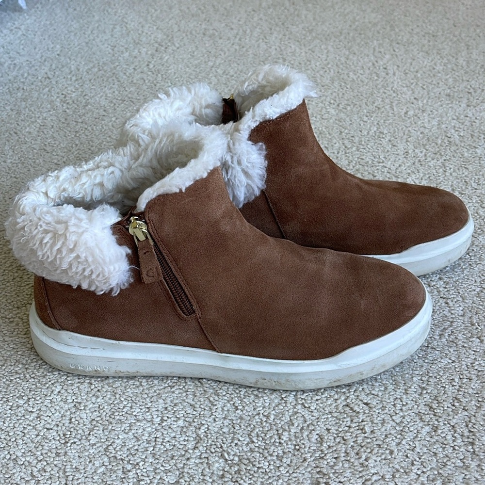 Cole Haan Women's Grandpro Rally Waterproof Boot Caramel Suede WP Size 9